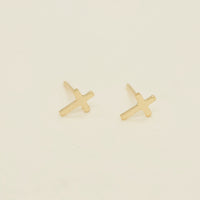 Dainty Cross Stud Earring - Going Golden