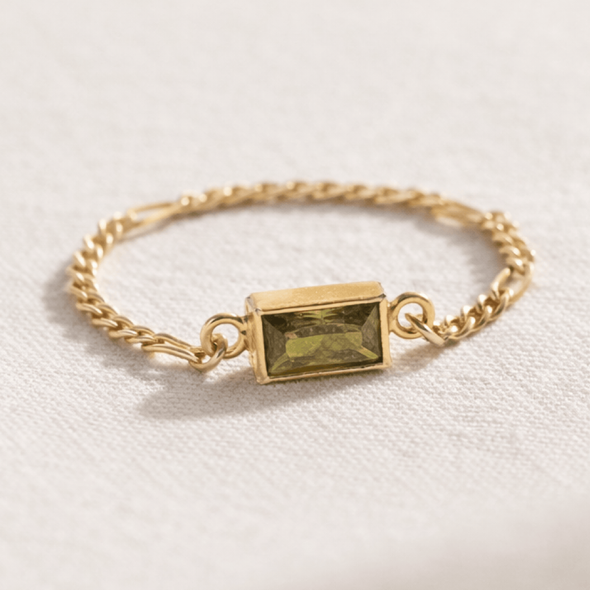 Birthstone Chain Ring - Going Golden