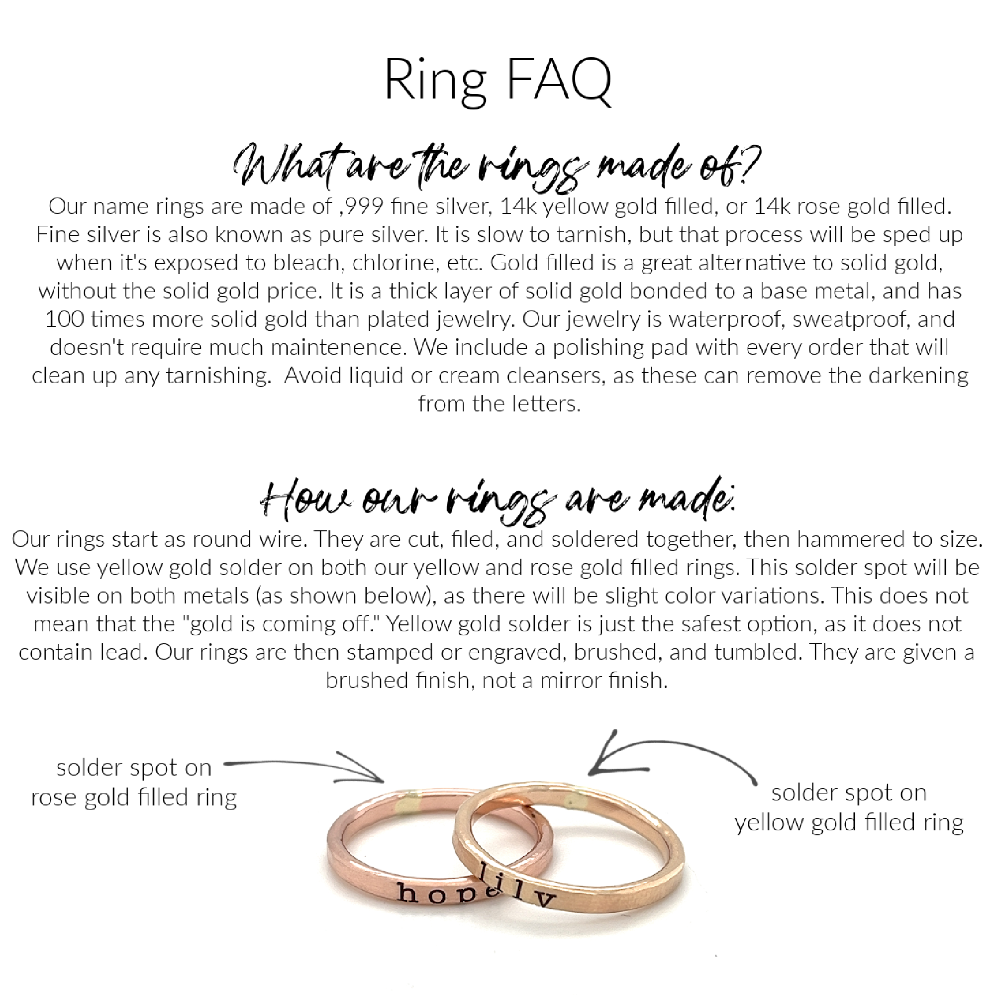 Tiny Font Stacking Name Rings