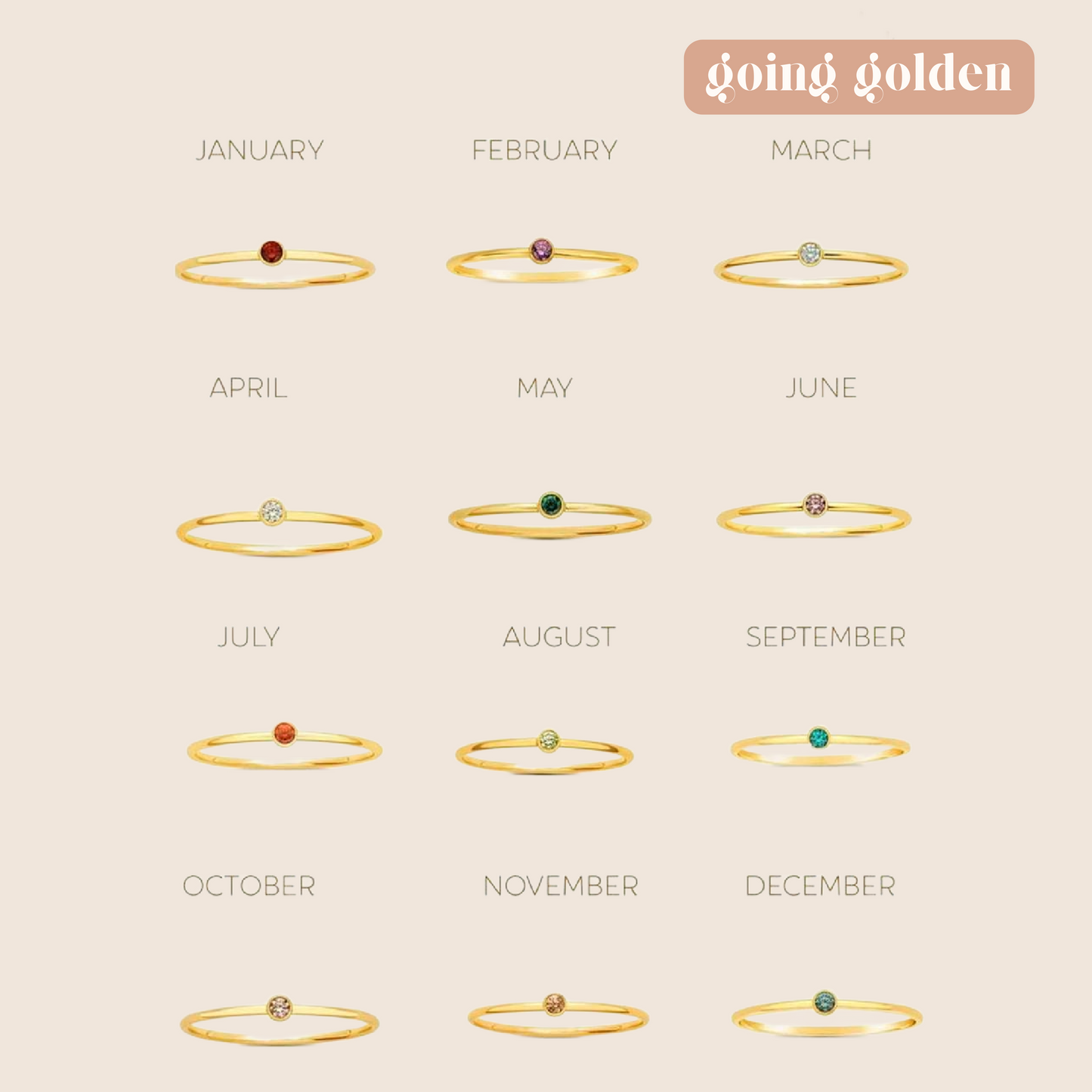 December Birthstone Ring - Going Golden
