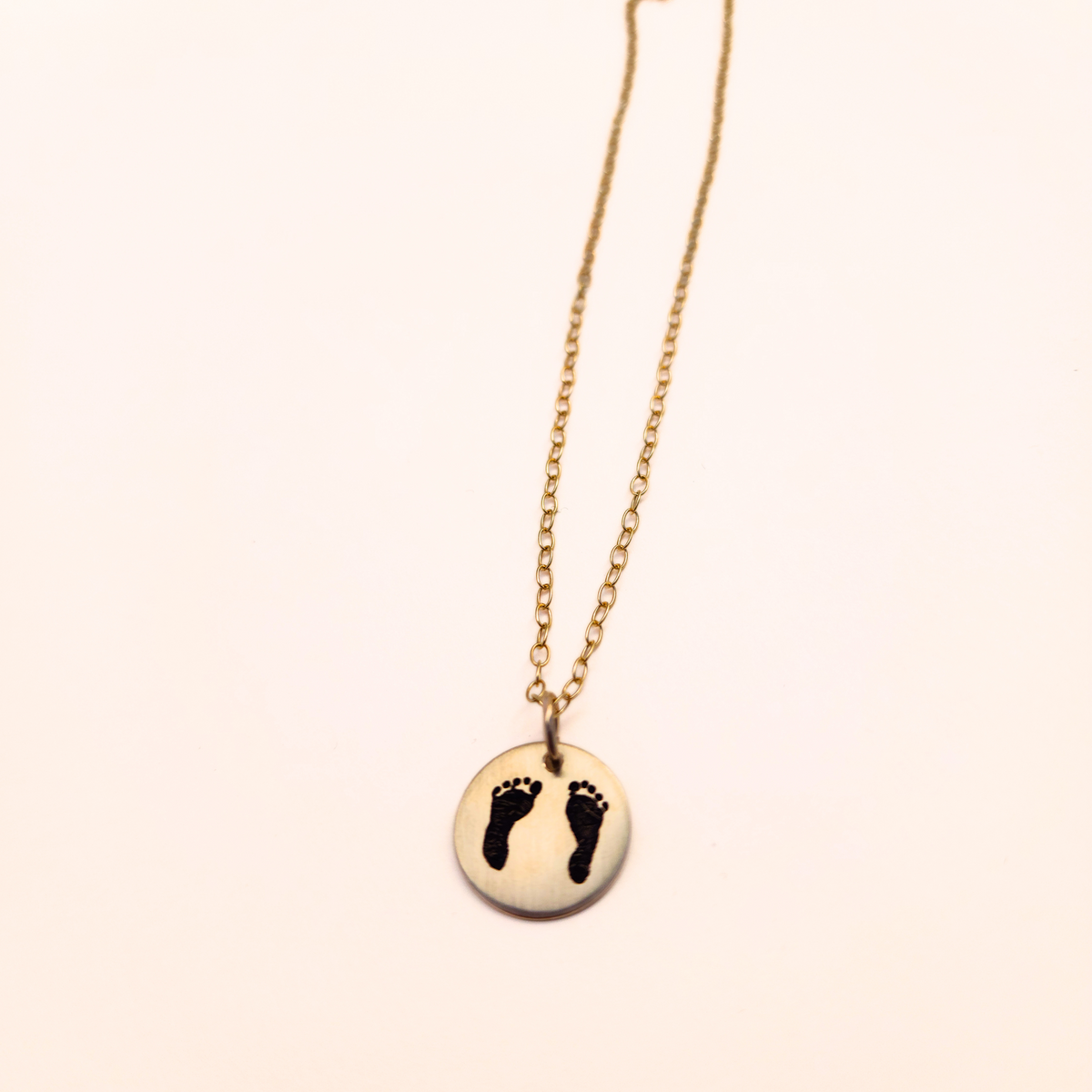 Engraved Footprint Necklace - Going Golden