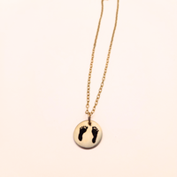 Engraved Footprint Necklace - Going Golden