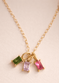 Rectangle Birthstone Necklace - Going Golden