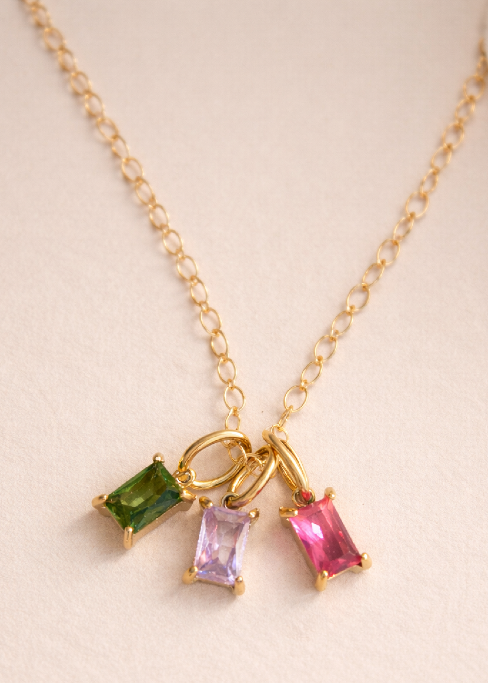 Rectangle Birthstone Necklace - Going Golden