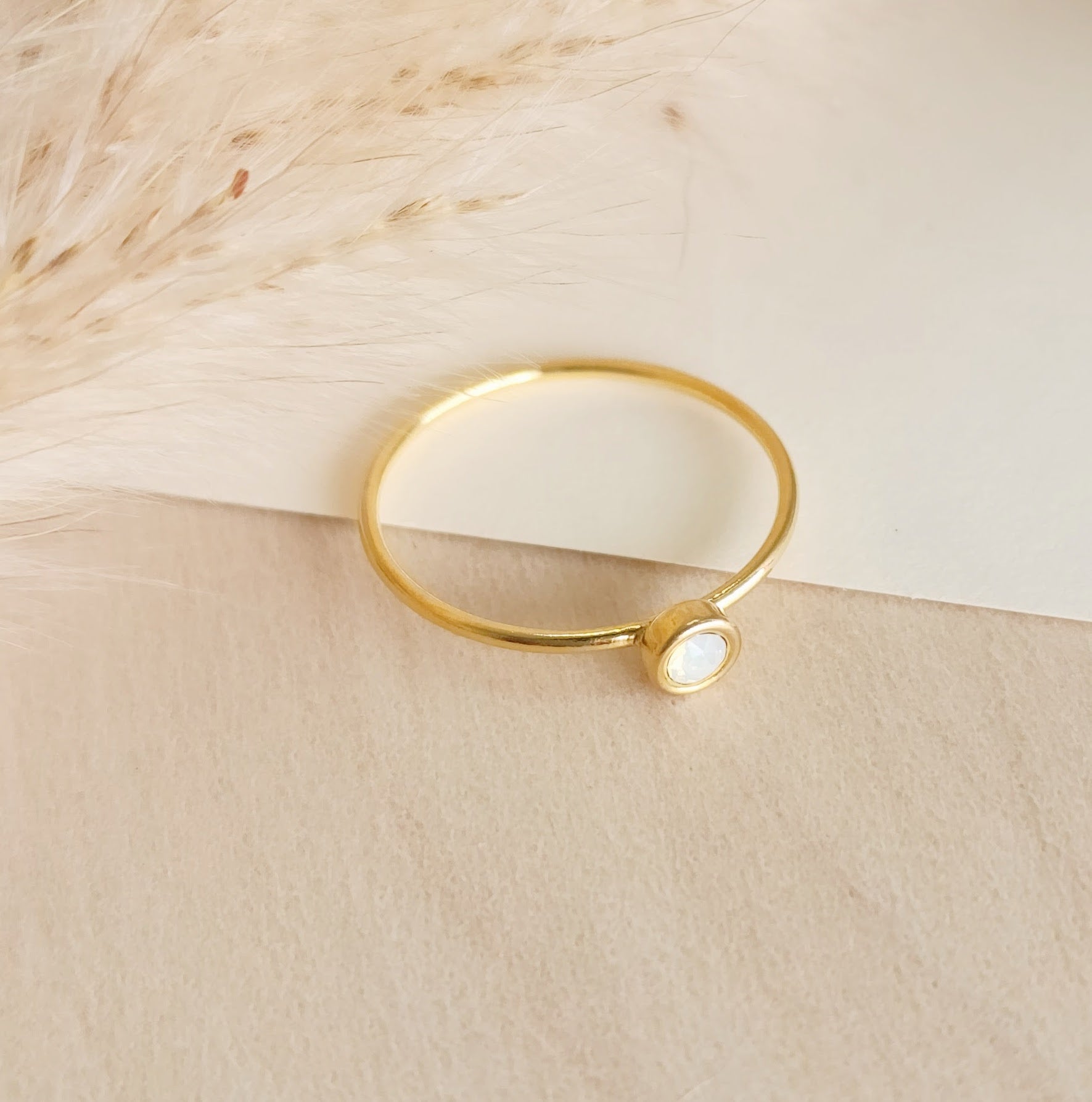 Large Birthstone Stacking Ring