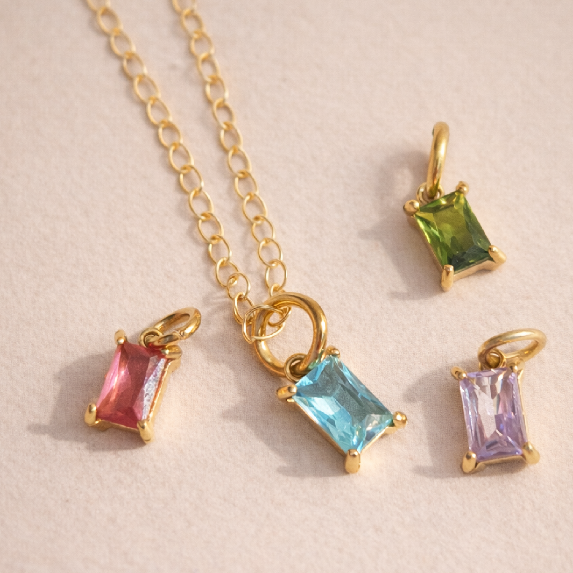 Rectangle Birthstone Necklace - Going Golden