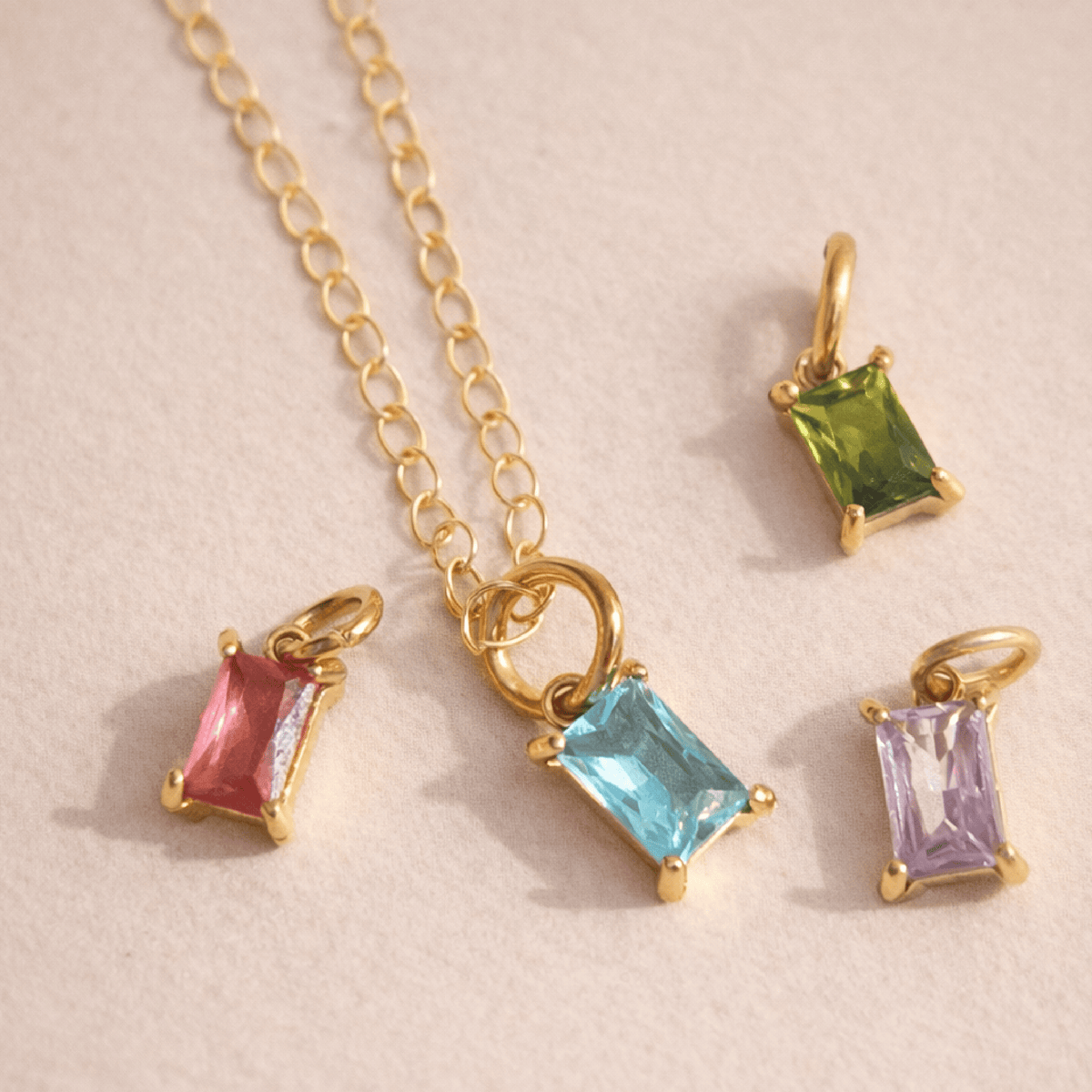 Rectangle Birthstone Charm - Going Golden