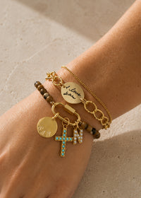 Gold Textured Oval Handwriting Bracelet
