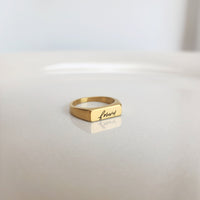 Gold Handwriting Signet Stacking Ring - Going Golden