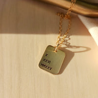 Roman Numerals Rectangle Necklace - Going Golden
