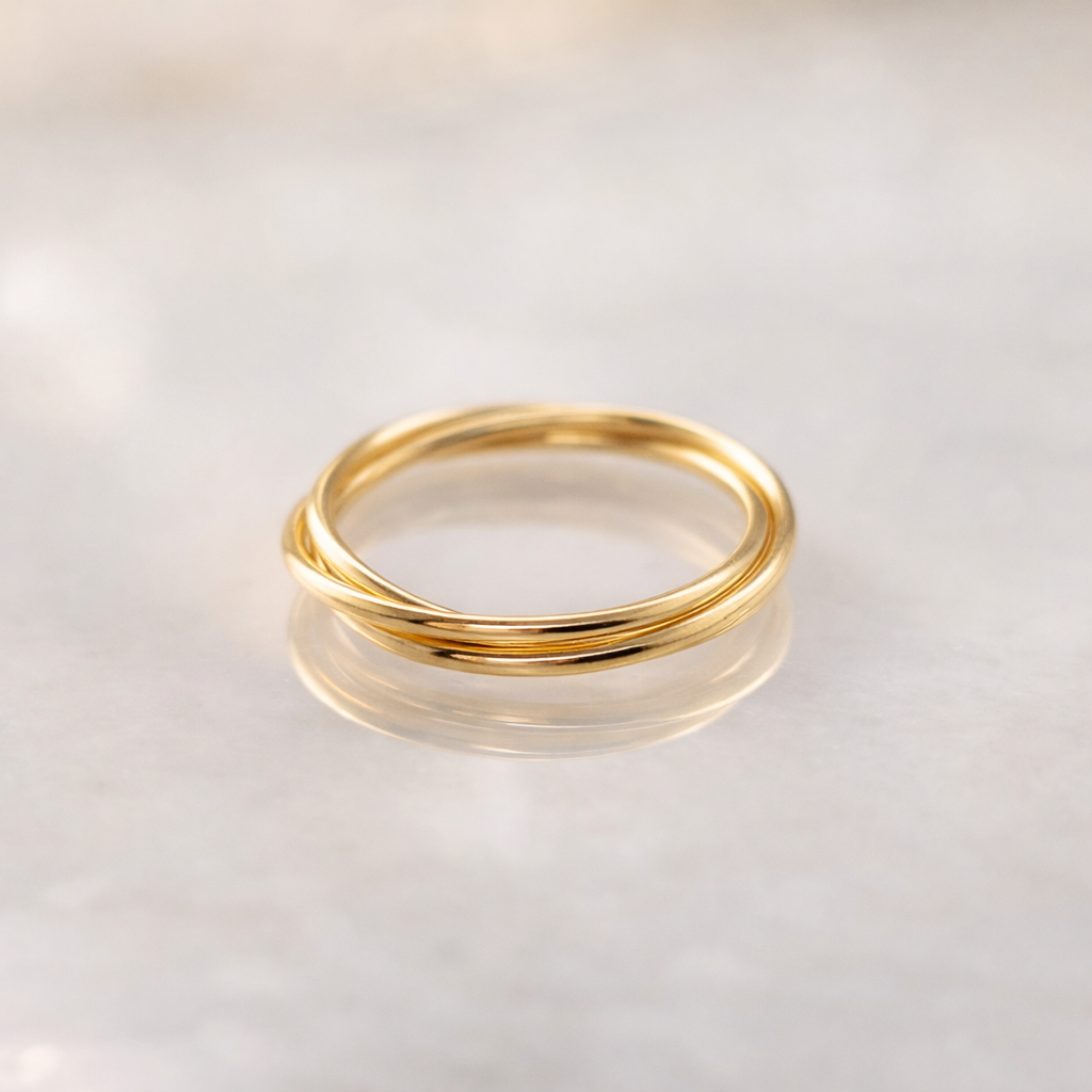14k Gold Filled Interlocking Fidget Ring – Triple Band Stacking Ring - Going Golden