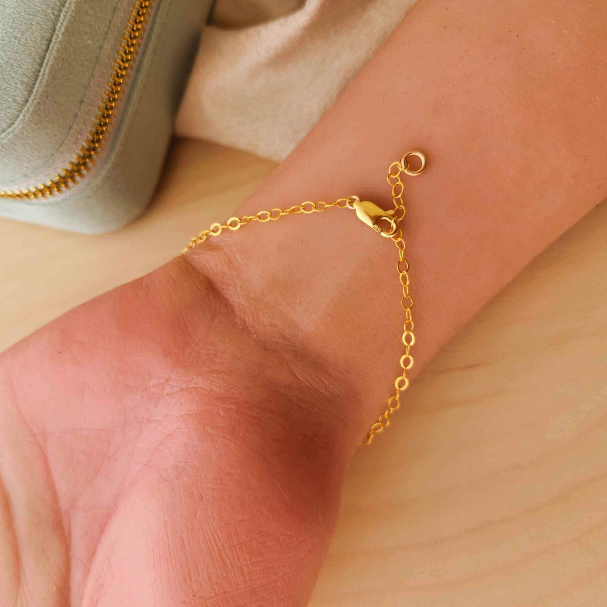 Gold-filled and sterling silver dainty hand chain bracelet