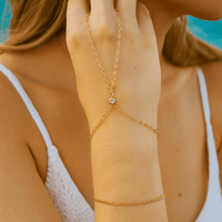 gold-filled sterling silver dainty hand chain bracelet