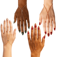 Gold-filled and sterling silver delicate hand chain bracelet