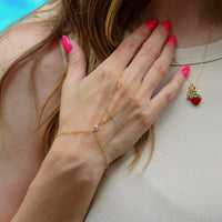 Gold-filled hand chain bracelet with adjustable clasp