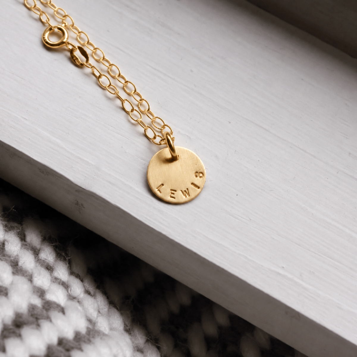 Personalized Name Necklace | Minimalist Hand Stamped Disc Necklace