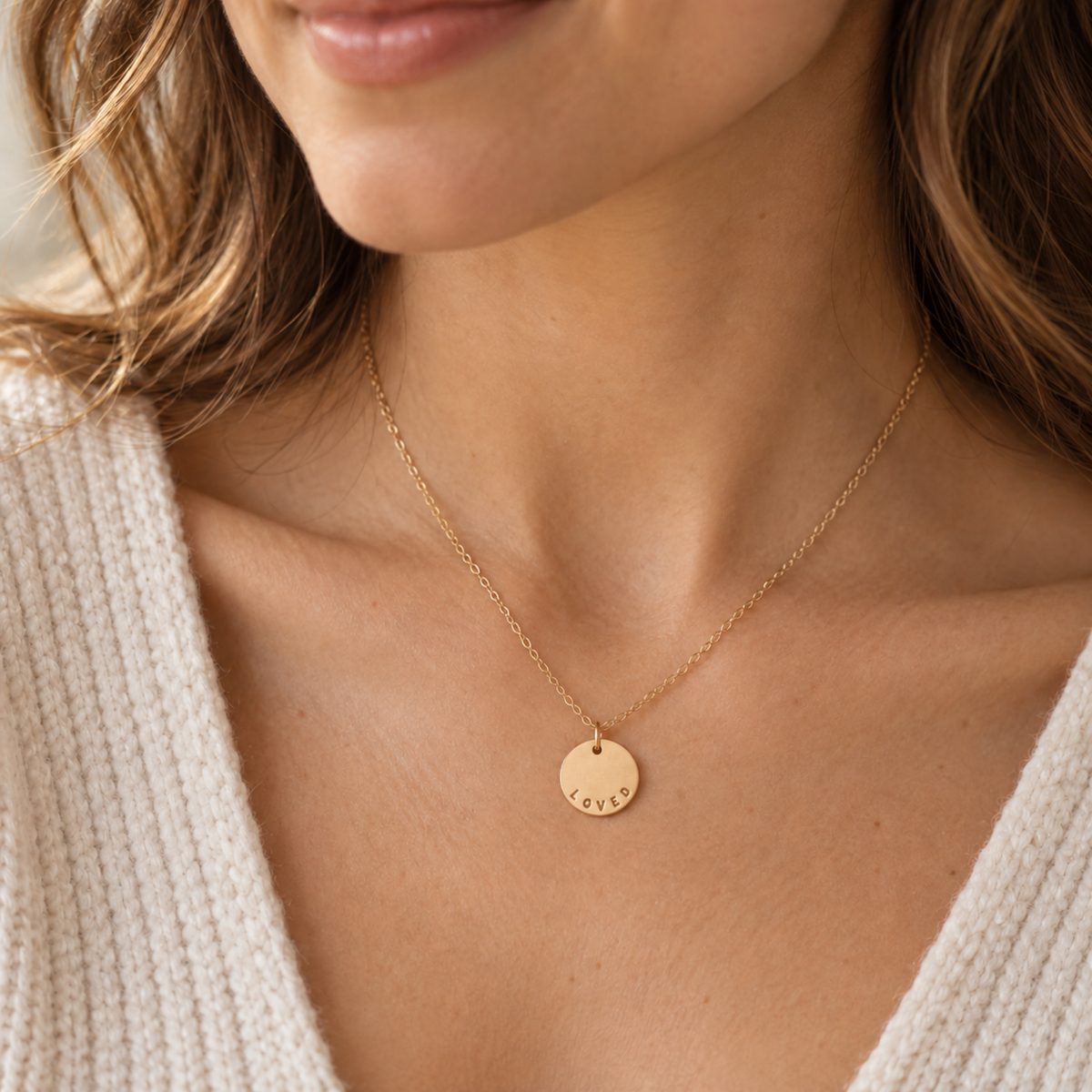 Hand Stamped Loved Necklace