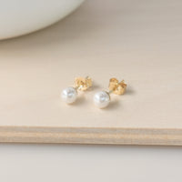 Pearl Stud Earrings - Going Golden