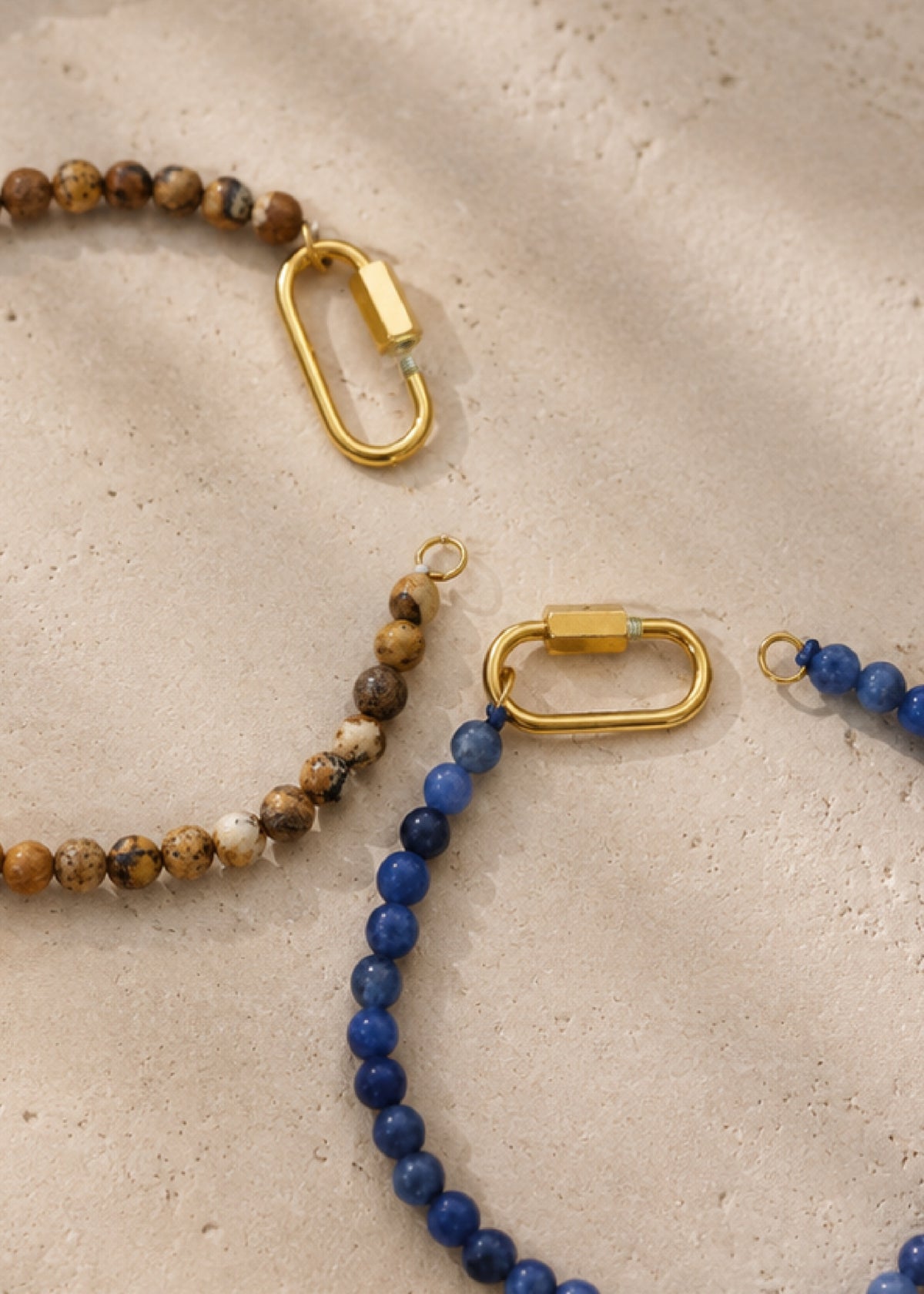 Stone Beaded Carabiner Charm Bracelet