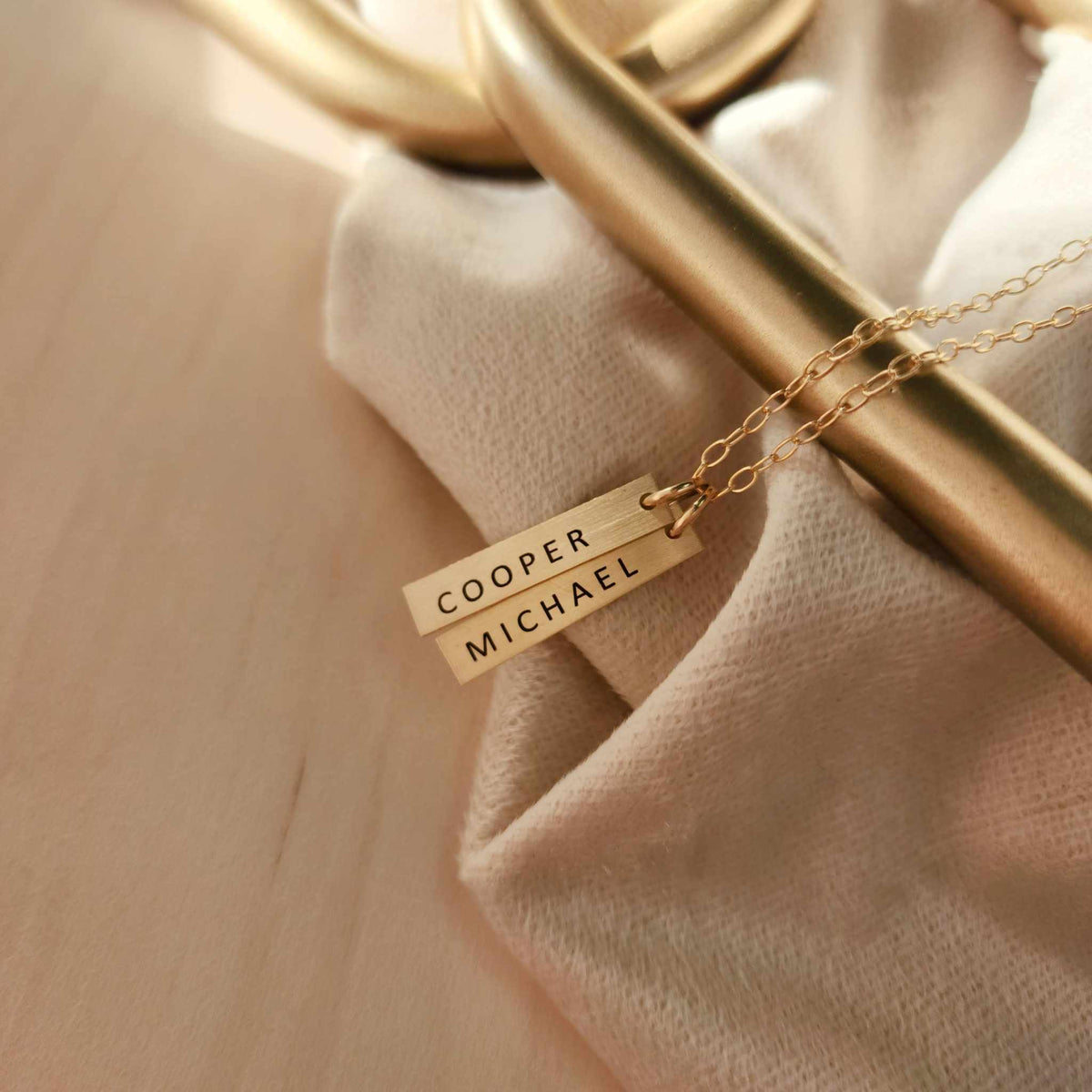 14k gold-filled personalized vertical bar name necklace