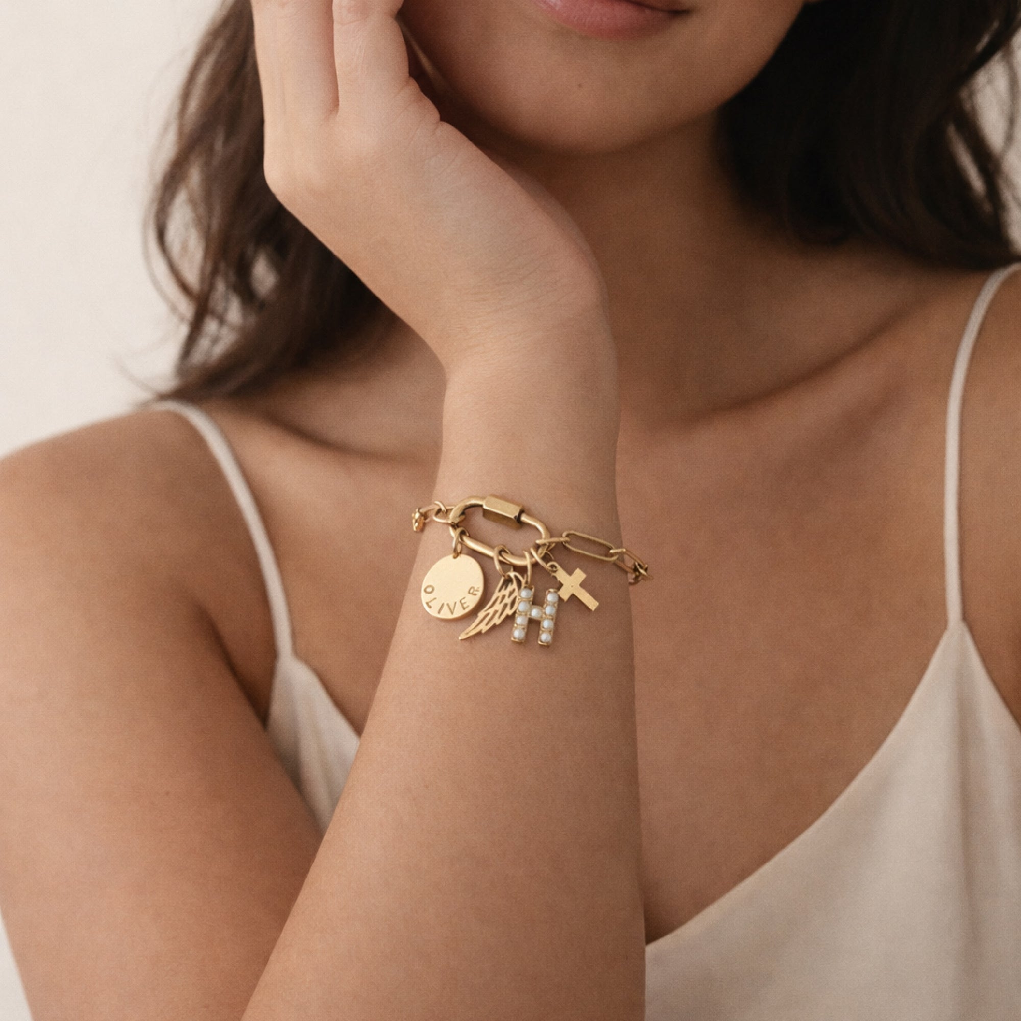 Gold Carabiner Paperclip Charm Bracelet - Going Golden