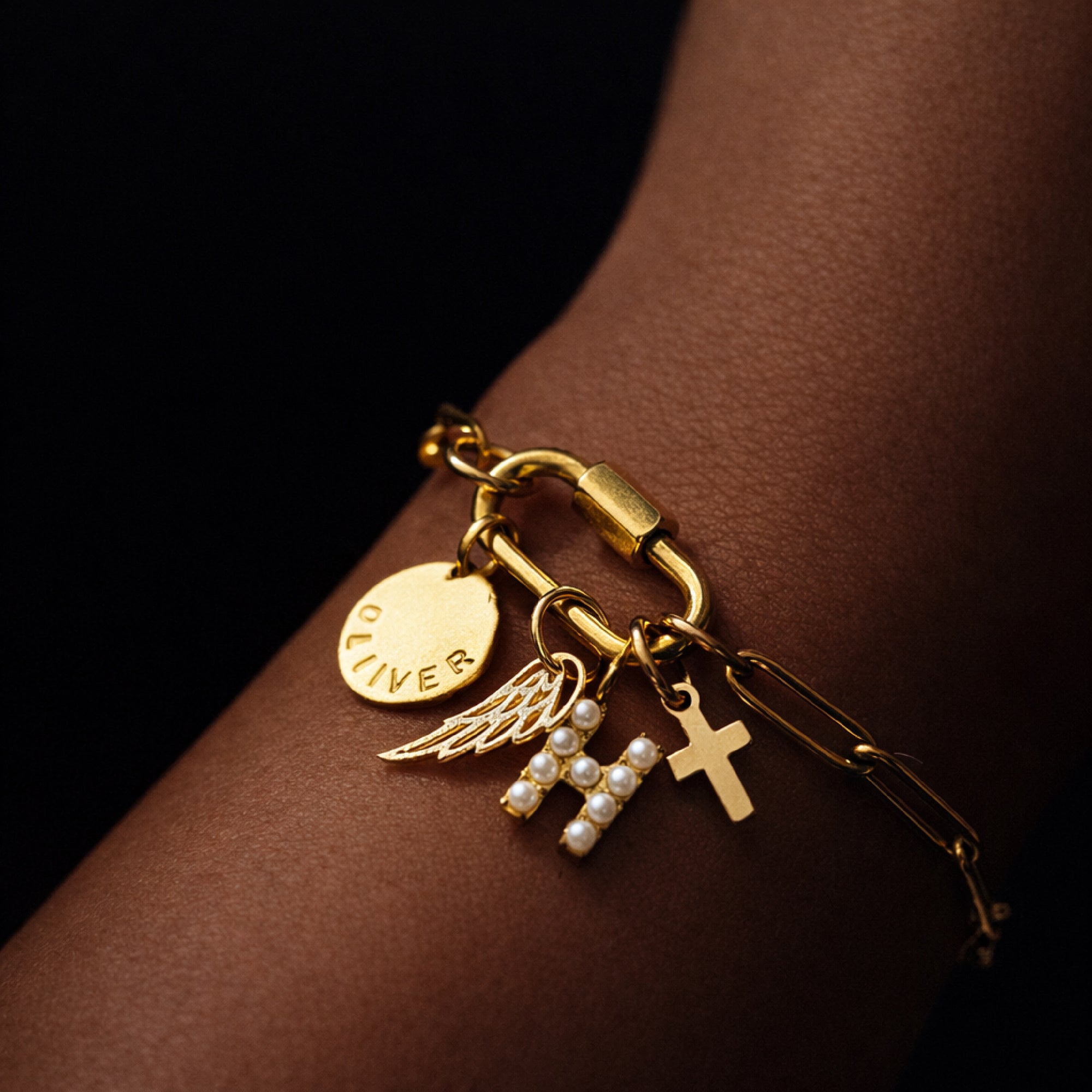 Gold Carabiner Paperclip Charm Bracelet - Going Golden