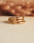 gold link rings, ring set, connected ring set