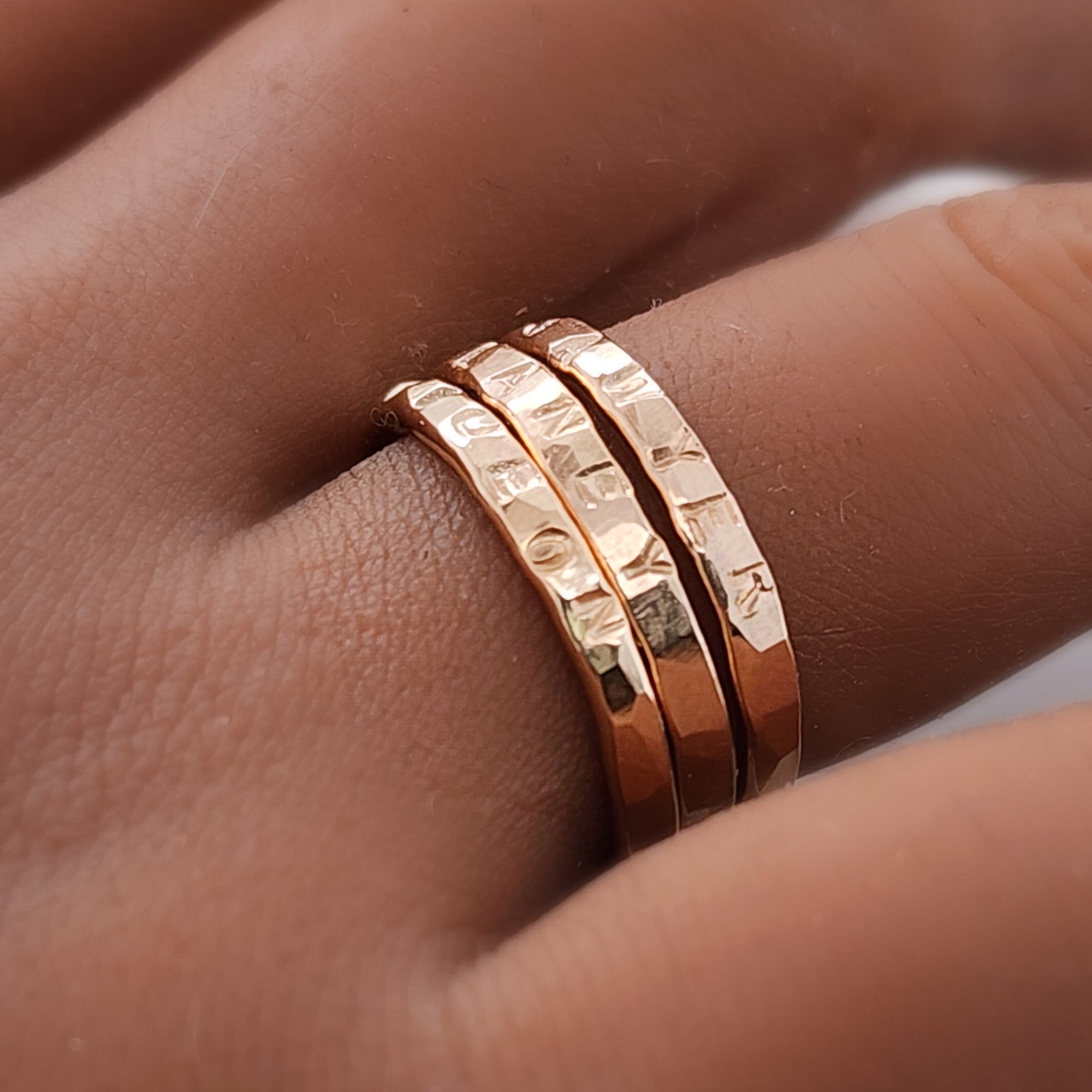 Undarkened Natural Stacking Name Rings