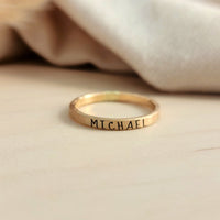 Thin Upper Stacking Name Ring - Going Golden