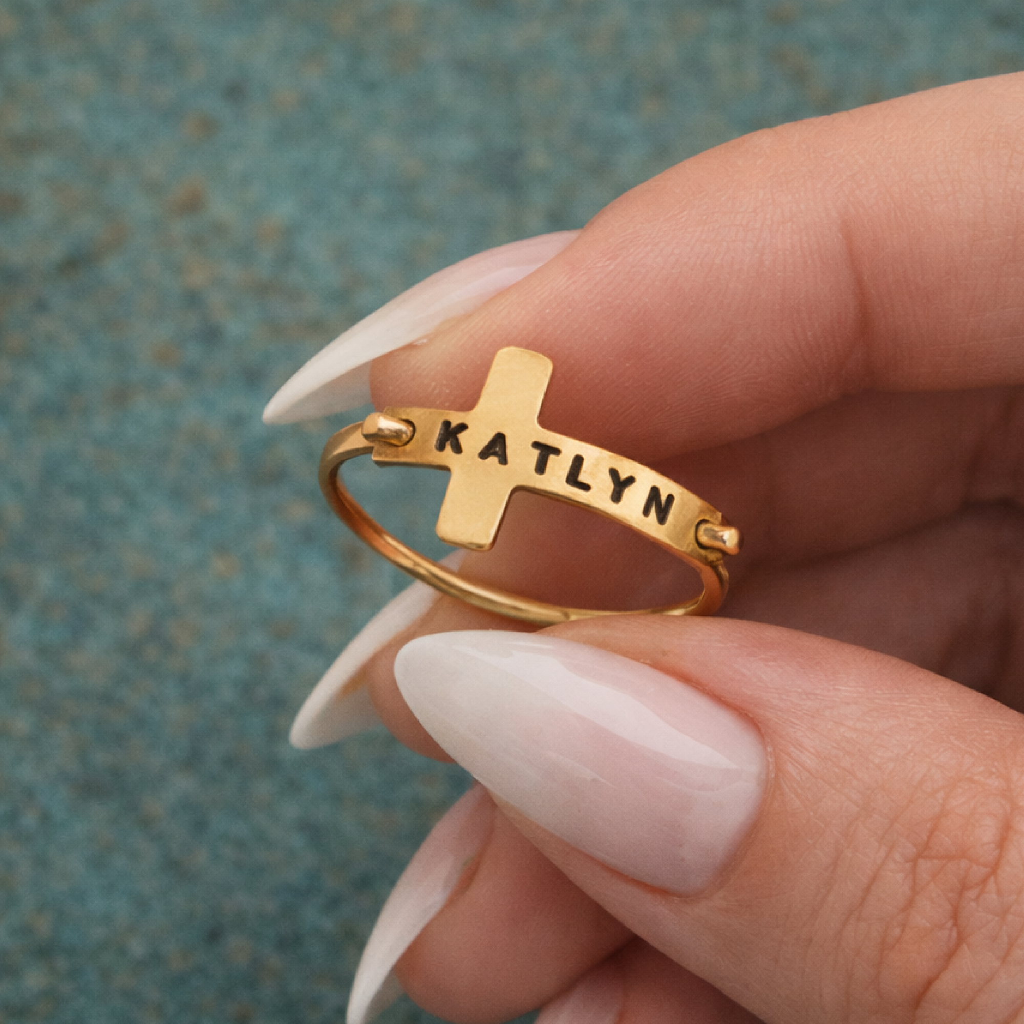 Personalized Cross Name Ring - Going Golden