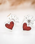 Sterling Silver Red Heart Earrings - Going Golden