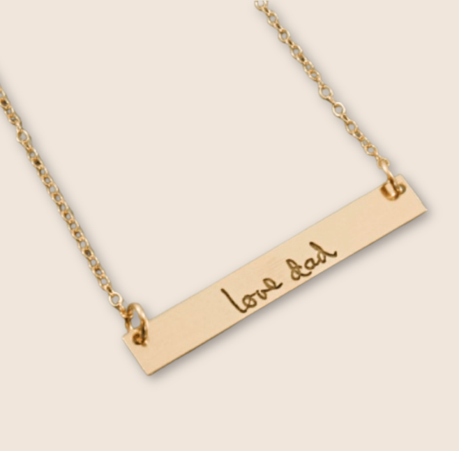 Actual Handwriting Bar Necklace - Going Golden