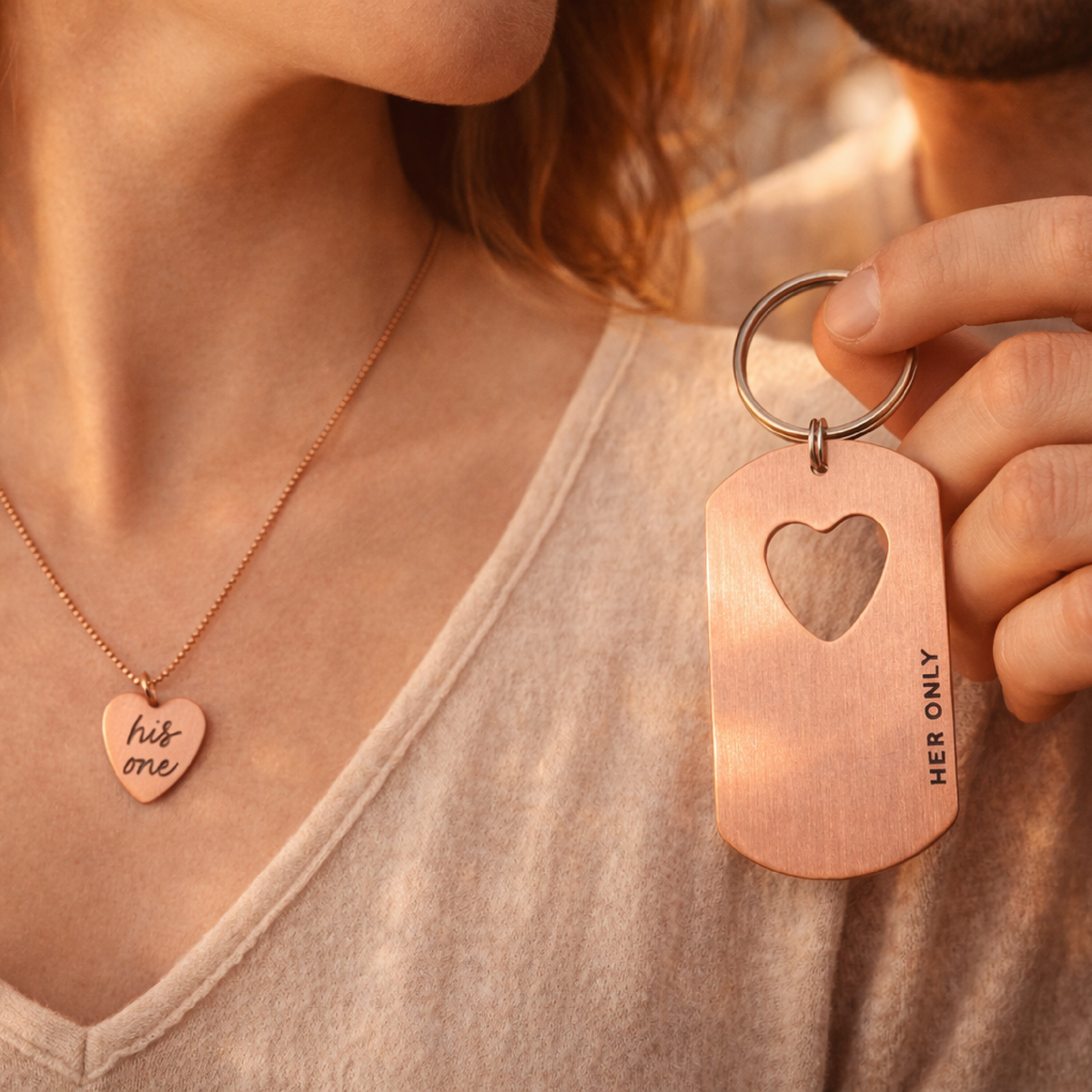 Matching heart necklace and keychain