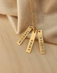 three bar engraved necklace