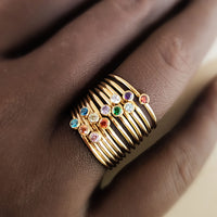 September Stacking Birthstone Ring - Going Golden