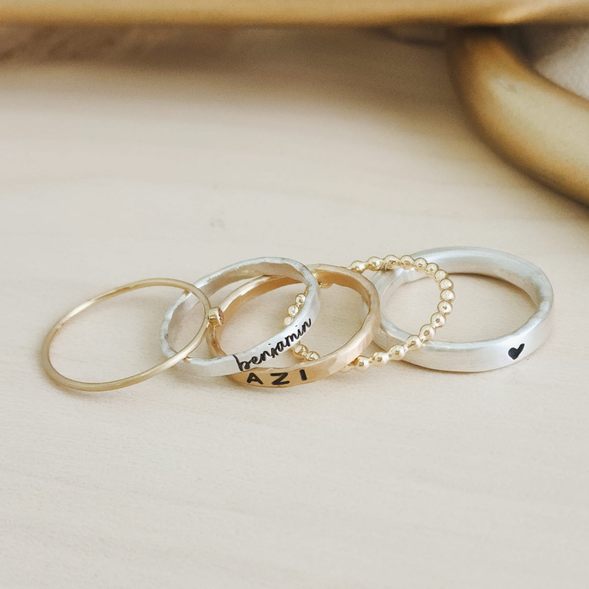 The Anniyah Stacking Name Ring Set - Going Golden