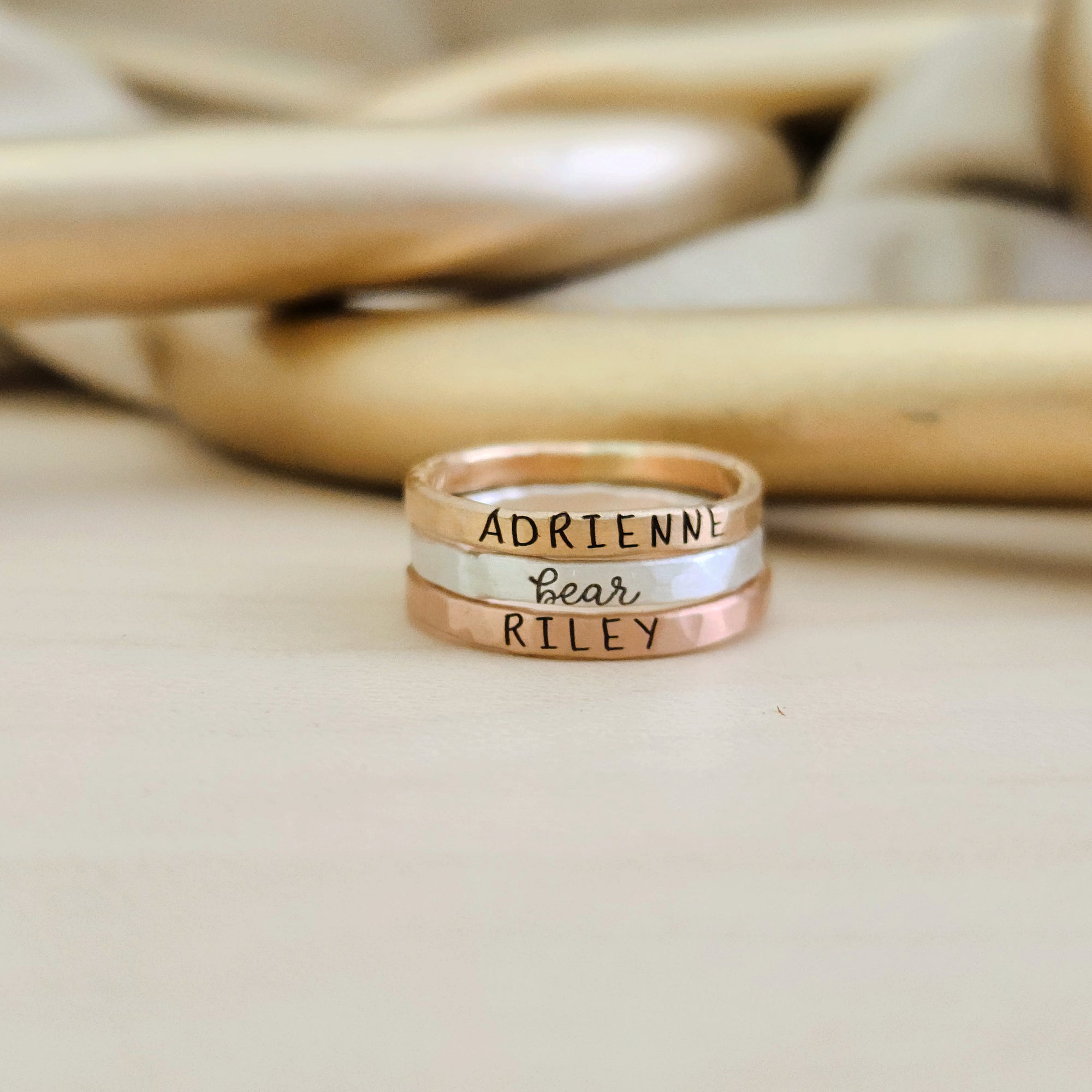 Eternity Band Gold Ring Personalized Stackable Mothers Rings