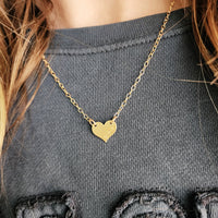 Hand Stamped Initial Heart Necklace - Going Golden