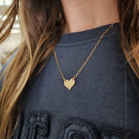 Hand Stamped Initial Heart Necklace - Going Golden