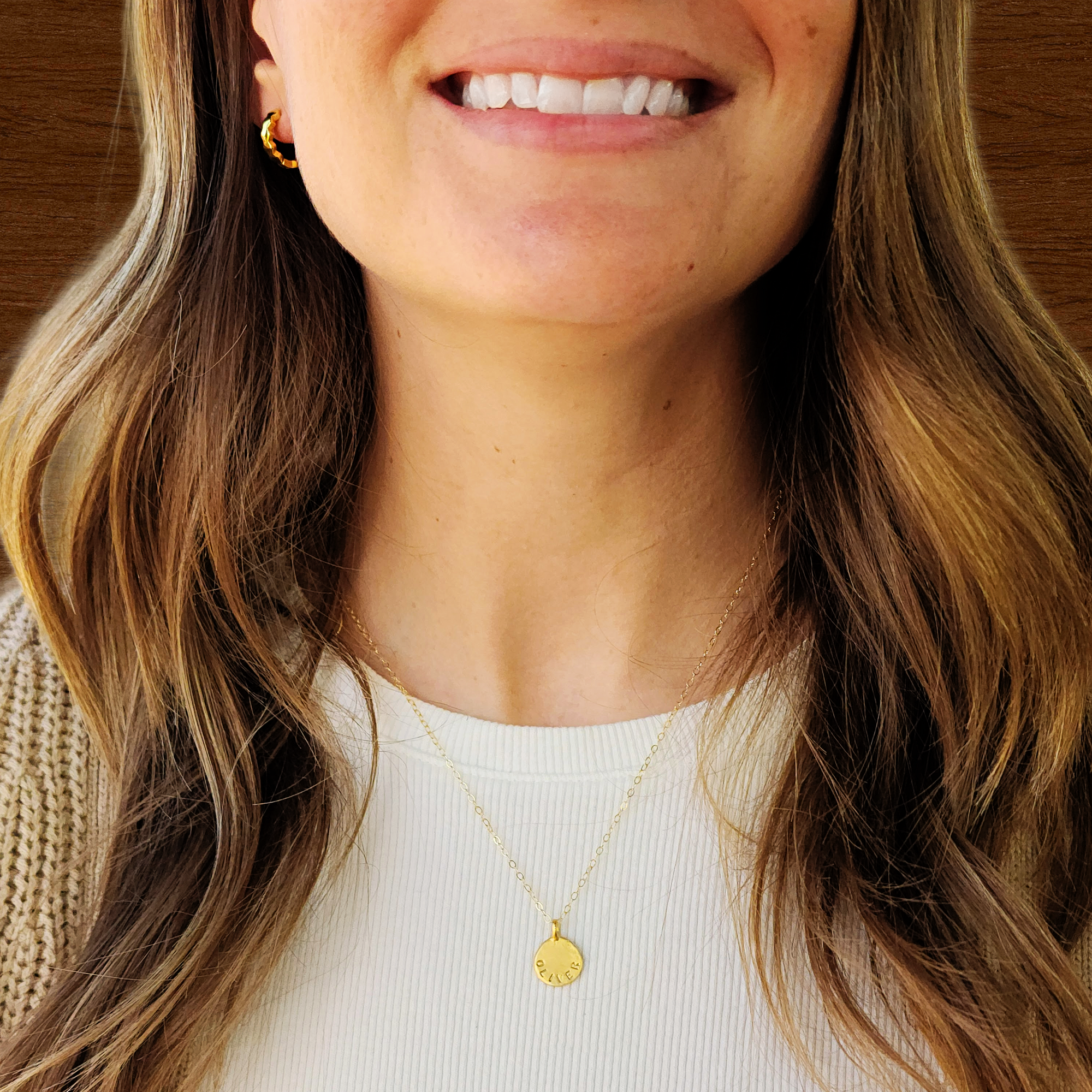 Gold Stamped Name Necklace