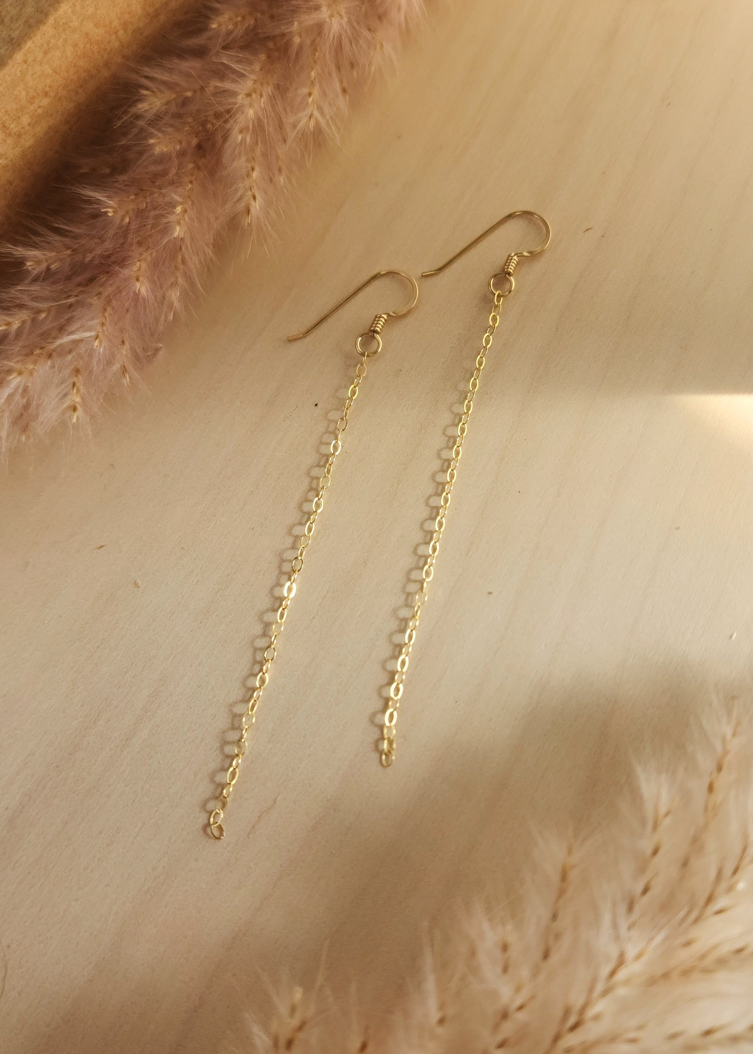 Golden chain earrings discount