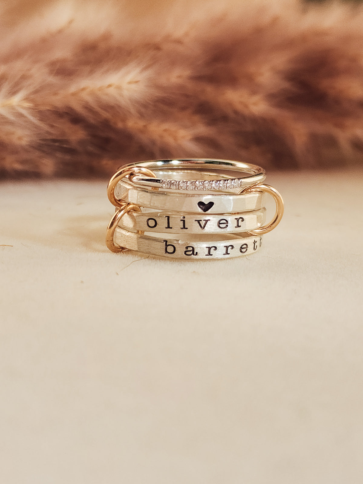 Connected Personalized Silver Ring Set - Going Golden