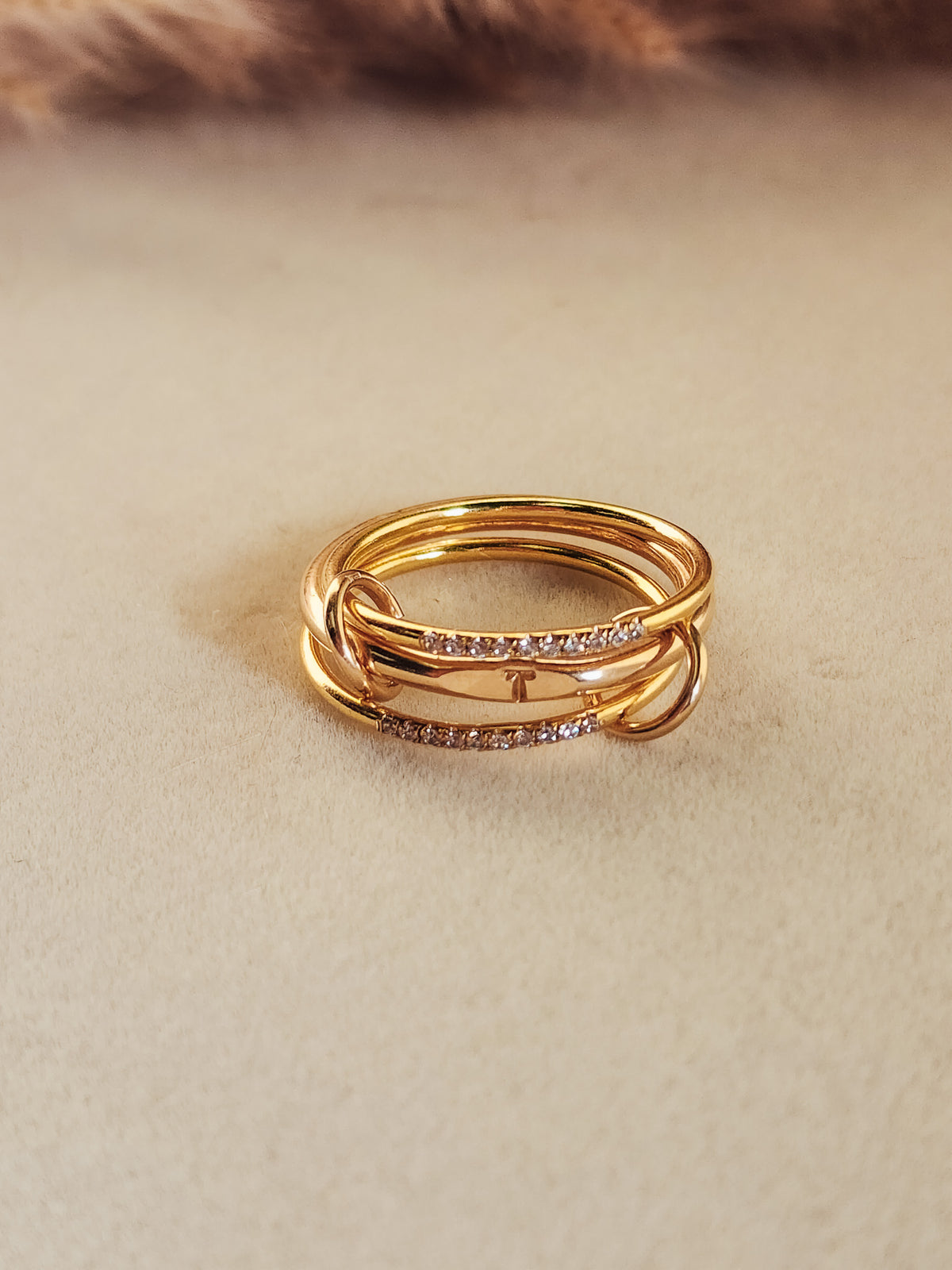 Initial Signet Connected Ring Set - Going Golden