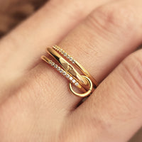 Initial Signet Connected Ring Set - Going Golden