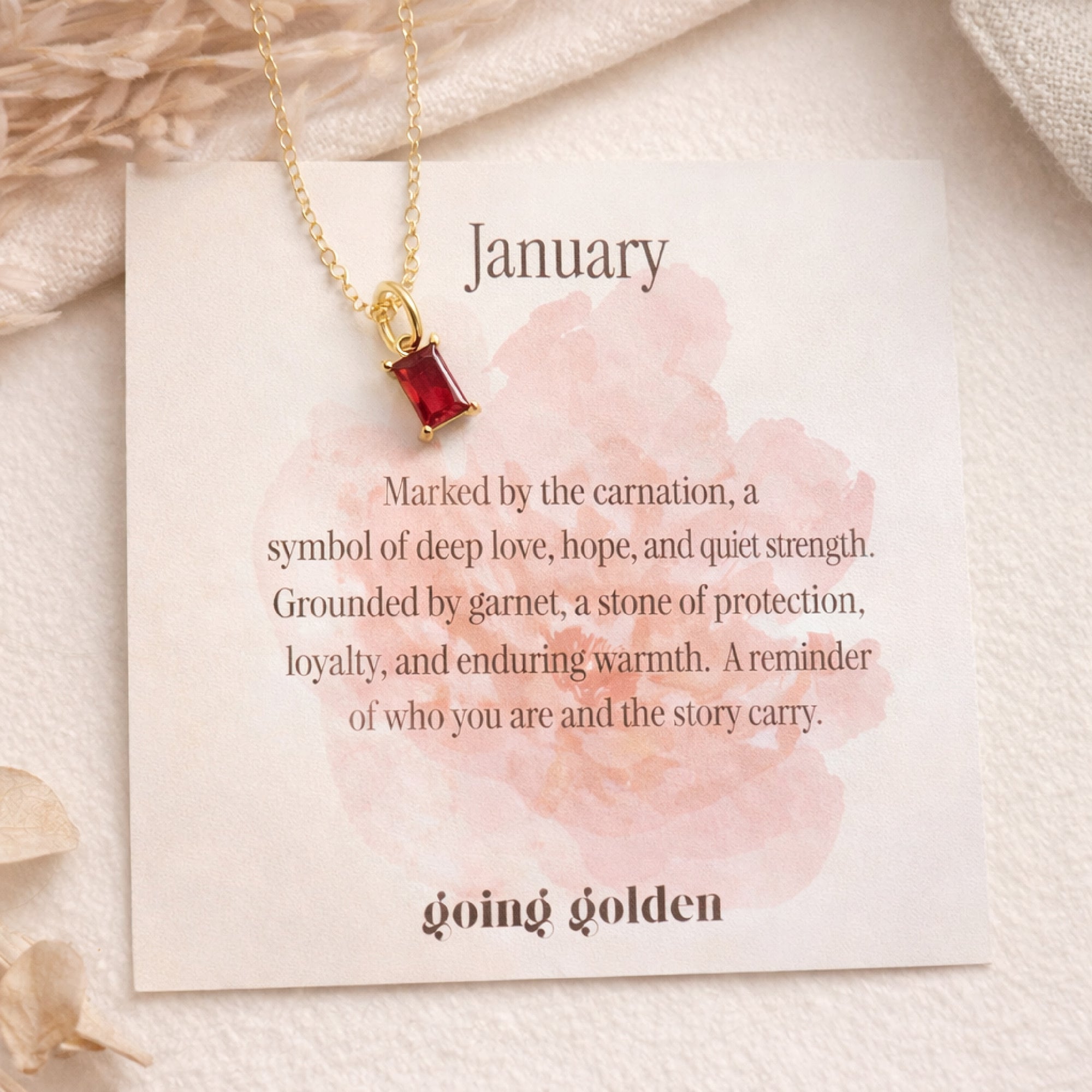 Birthstone Necklace with Card - Going Golden