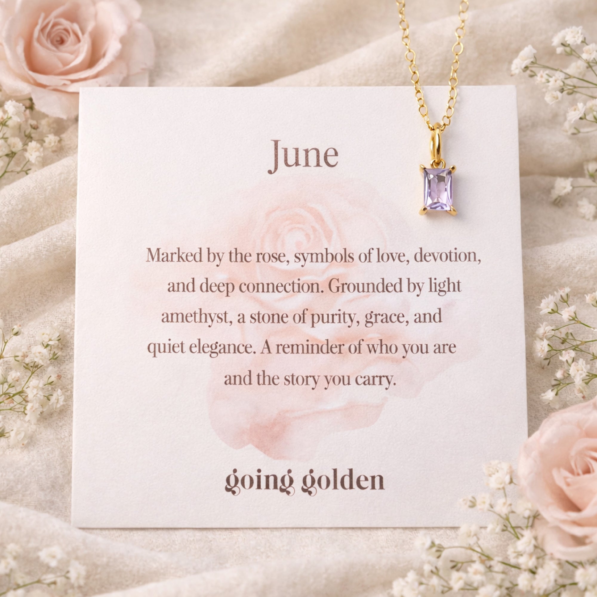 Birthstone Necklace with Card - Going Golden