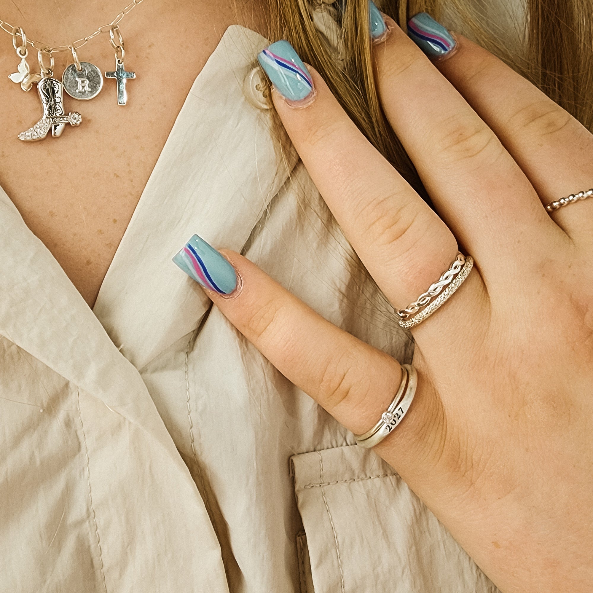 Class Signet Ring and Stacking Birthstone Set - The Isla