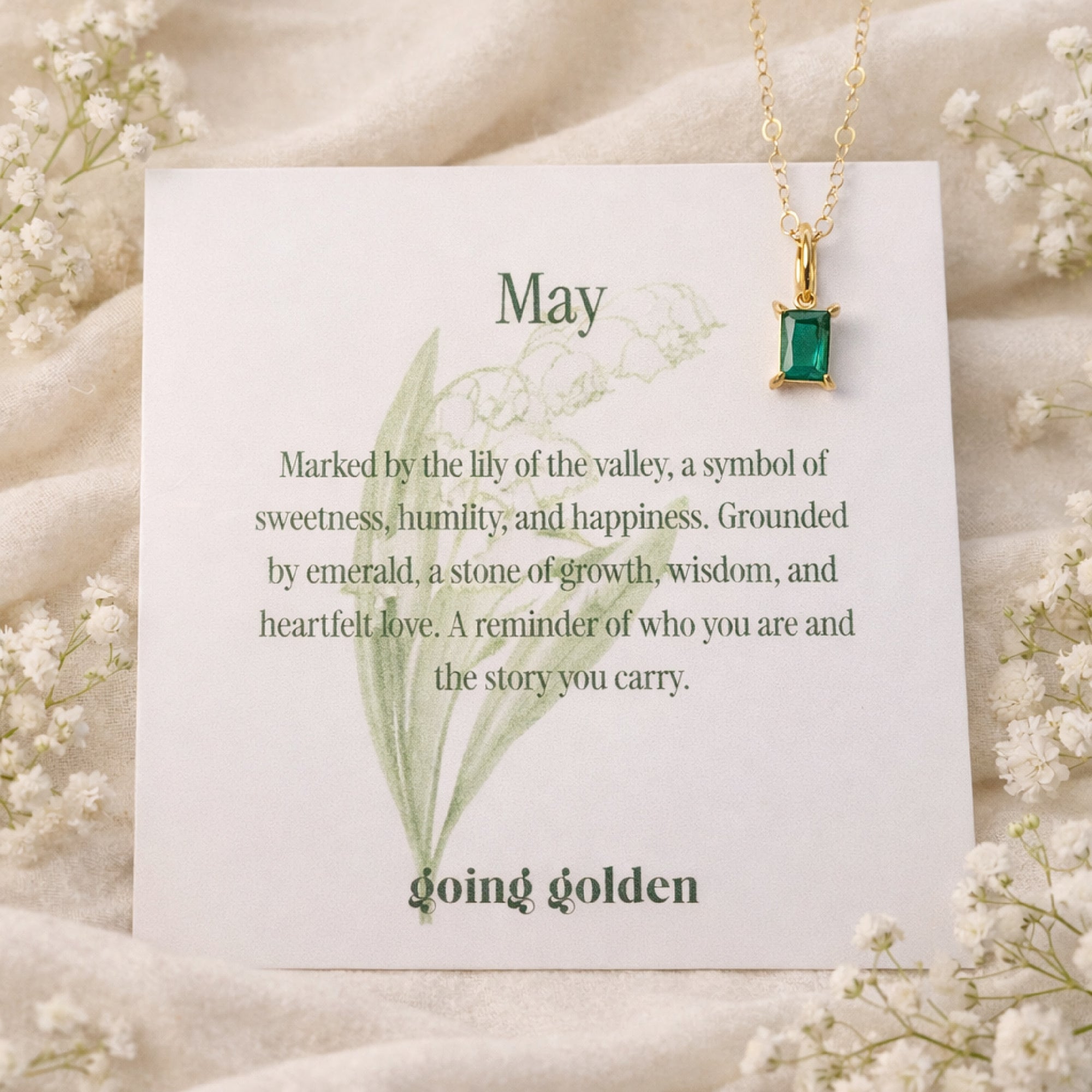 Birthstone Necklace with Card - Going Golden