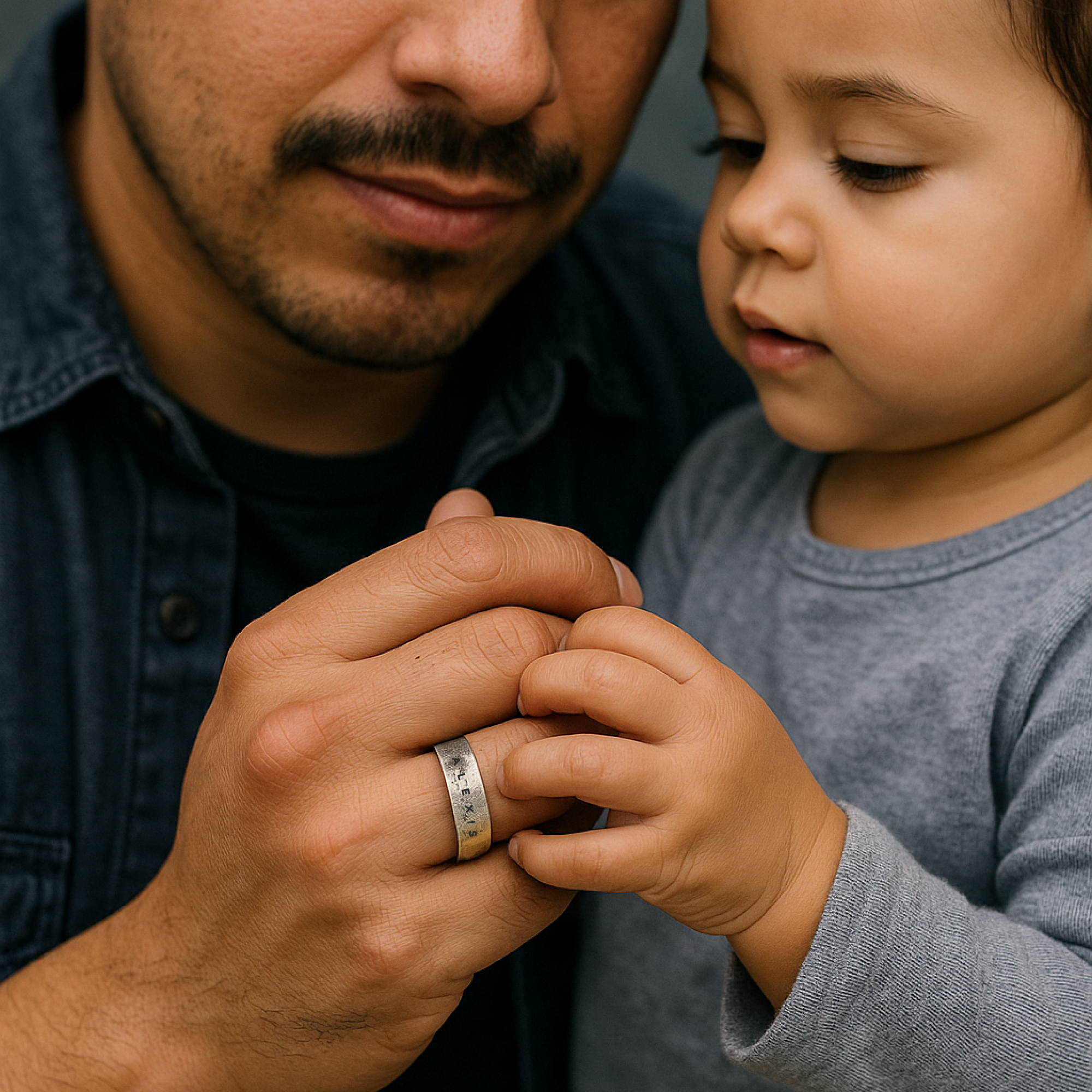 Father and son with custom ring