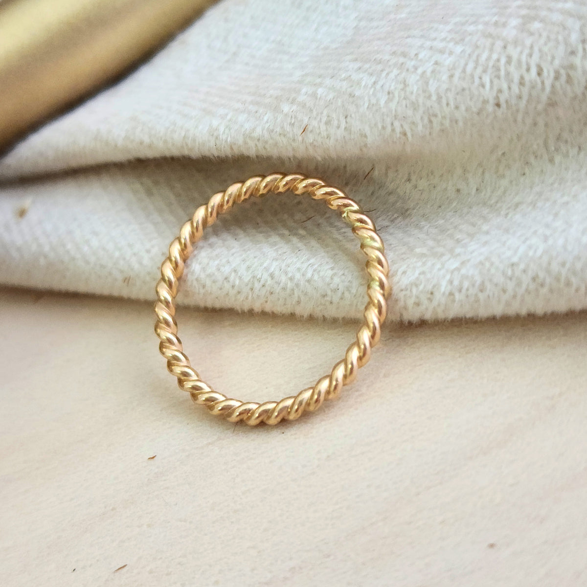 Thin Twisted Stacking Ring - Going Golden